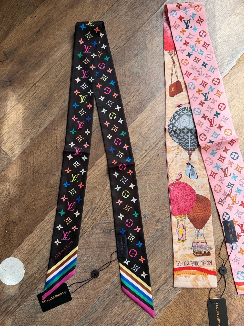 Louis Vuitton Black Multicolor Monogram Twilly Scarf